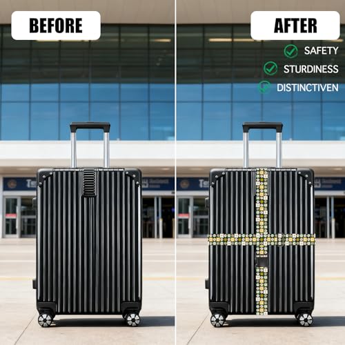 Nuxovilar Luggage Straps Set for Suitcase 1.96x71in Polyester - color: CC01460, size: 1.96"x70.86"