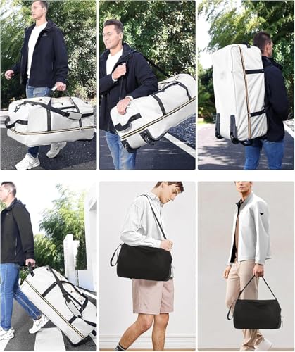 Rolling Duffle Bag with Wheels,110L/140L Expandable Soft-Sided Foldable Duffle Bag with 2 Rubber Wheels,Packable 32” Rolling Carry-On with Pockets & Compartments (Grey) - color: Grey