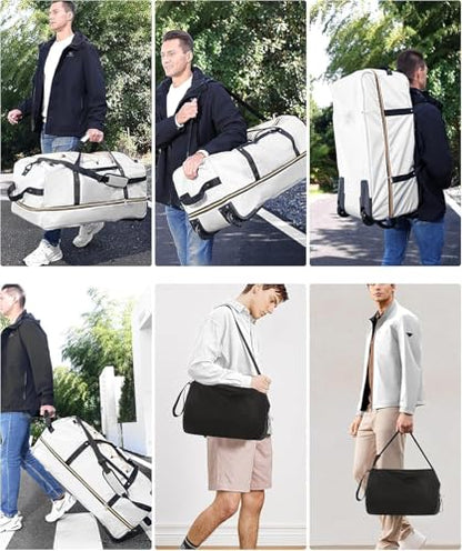 Rolling Duffle Bag with Wheels,110L/140L Expandable Soft-Sided Foldable Duffle Bag with 2 Rubber Wheels,Packable 32” Rolling Carry-On with Pockets & Compartments (Grey) - color: Grey