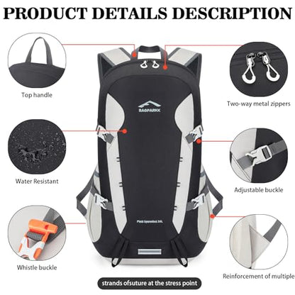BAGPARKK 35L Ultra Lightweight Foldable Packable Hiking Backpack - color: Black-white（35l）