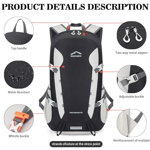 BAGPARKK 35L Ultra Lightweight Foldable Packable Hiking Backpack - color: Black-white（35l）