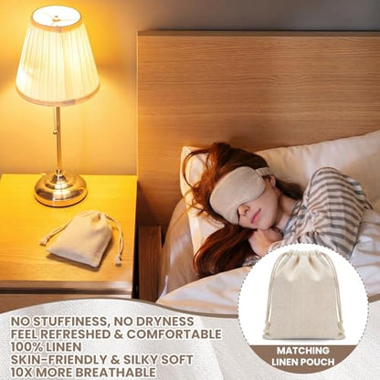 1 Set Pure Linen Sleep Mask Organic Cotton Eye Cover Gift,Linen - color: Linen