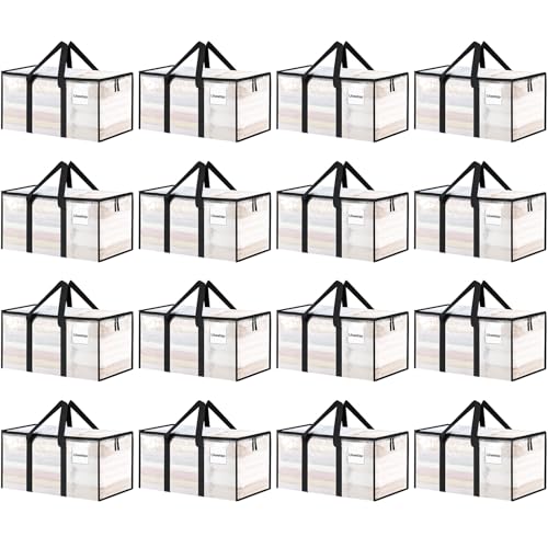 ukeetap 16 Pack Extra Large Clothes Storage Bins with Lids, Clear - color: Clear, size: 16 Pack