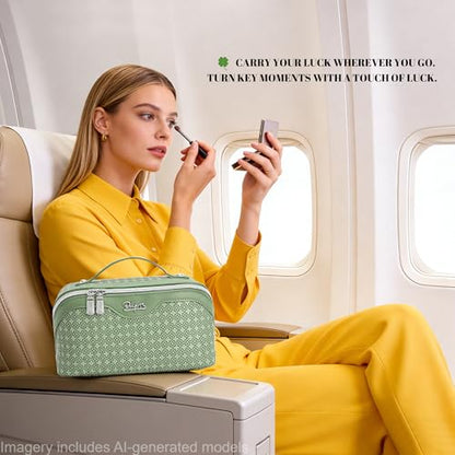 BOYATU Travel Makeup Bag for Women: Four Leaf Clover 3 Pcs Set Cosmetic Bag - color: M-01Green