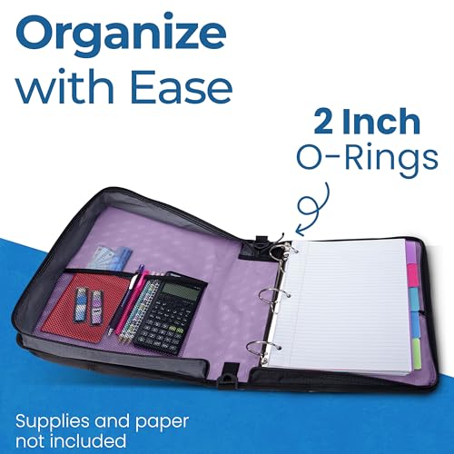 Case-it School Zipper Binder | 2-Inch O-Rings | 350-Sheet | LT-007 Lavender - color: Lavender Lt-007, size: 1 Pack