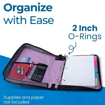 Case-it School Zipper Binder | 2-Inch O-Rings | 350-Sheet | LT-007 Lavender - color: Lavender Lt-007, size: 1 Pack