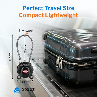 FORGE TSA Approved Key Luggage Locks, Keyed Alike, TSA006 Dimple Key Cable Locks. Black 2 Pack. - color: Black 2 Locks