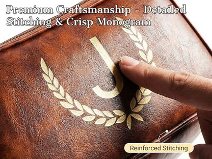 OXYEFEI Personalized Gifts for Men, Personalized Large Toiletry Bag for Men,Custom PU Leather Waterproof Mens Toiletry Travel with Initial Essential Dopp Kit Shaving Bag (B, Light Brown) - color: Light Brown, style: B