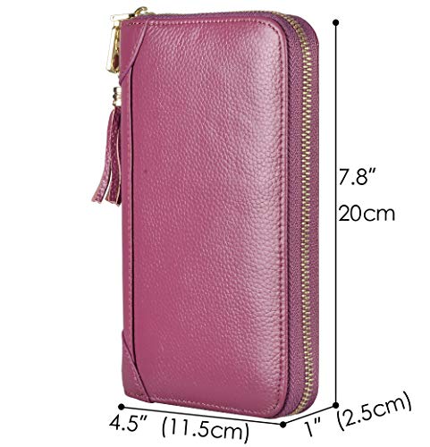 Easyoulife Credit Card Holder Wallet Womens Zipper Leather Case Purse RFID Blocking - color: Purple