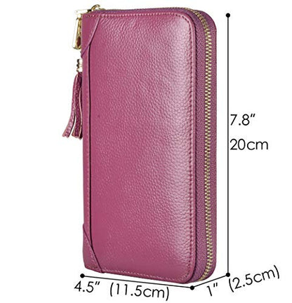 Easyoulife Credit Card Holder Wallet Womens Zipper Leather Case Purse RFID Blocking - color: Purple