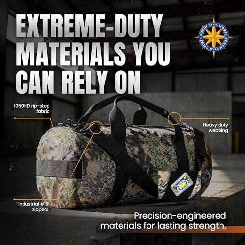 14L Compact Heavy Duty Duffle Bag, Weatherproof Ripstop Gym Travel Gear Bag - color: Forestry Green, size: 08" x 18" (14 Liters)