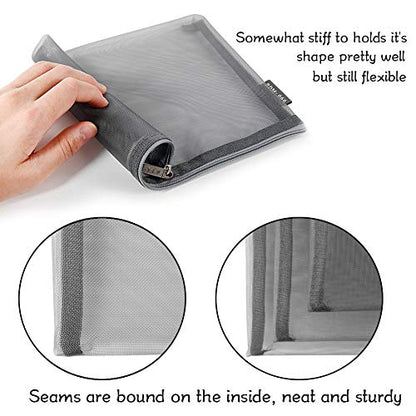 HRX Package 6pcs Mesh Makeup Bags for Travel, 2 Sizes A5 A6 (Grey) - color: Grey, size: A5, A6