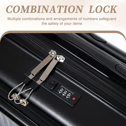 Merax Carry On Luggage,20 IN Top Open Suitcase with 14 Inch Cosmetic Case - color: Black, style: Modern