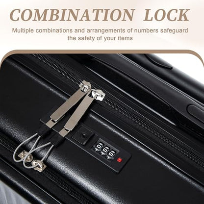 Merax Carry On Luggage,20 IN Top Open Suitcase with 14 Inch Cosmetic Case - color: Black, style: Modern