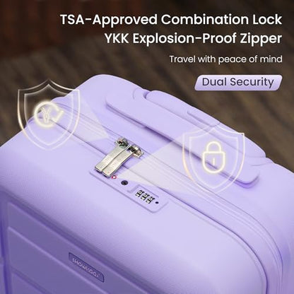 SHOWKOO G-Series Luggage set 3pcs, 100% PC Durable Hardshell Suitcase - color: Lavender Purple, size: 3-Piece Set (20/24/28in)