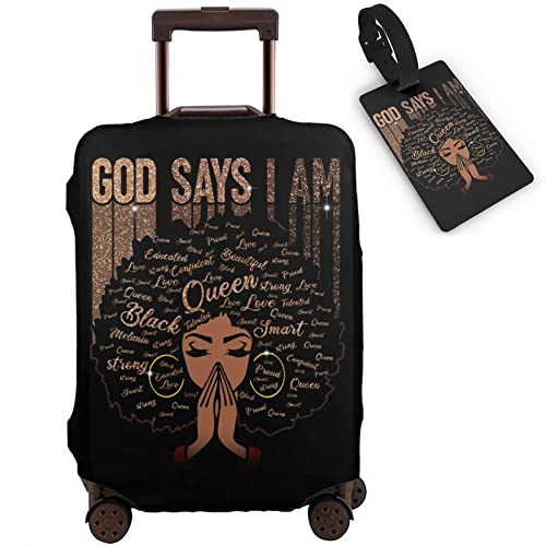Travel Suitcase Protector African American Woman Elastic Protective Washable Luggage Cover With Concealed Zipper Suitable For 18-32 Inch (M (for 22--24 inch luggage)) - color: Color-3, size: M (for 22--24 inch luggage)