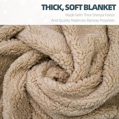 Large Camping Blanket with Sherpa Lining 78"x 56" - color: Rosy Red, size: 78 x 56 inches-Sherpa