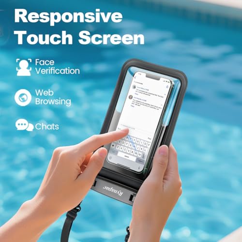 Rynapac IPX8 Waterproof Phone Pouch Up to 8.5", 2Pack Phone Protector Pouch - color: [(Clear)Black+Black] Large Waterproof Phone Pouch, size: Case-friendly [8.5-inch]