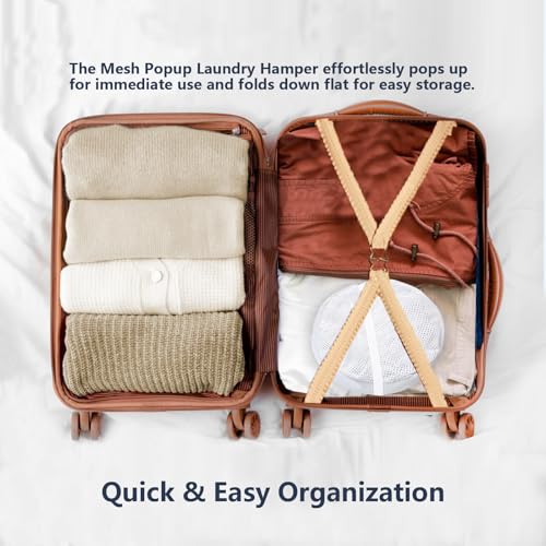 Pop Up Laundry Hamper, Mesh Laundry Basket Collapsible, Foldable Hamper for Travel and Storage (White) - color: White