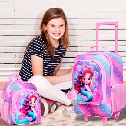 Kids Luggage Girls Suitcase 18", 2PCS Carry-on Set Princess Mermaid - color: Mermaid Pink 02