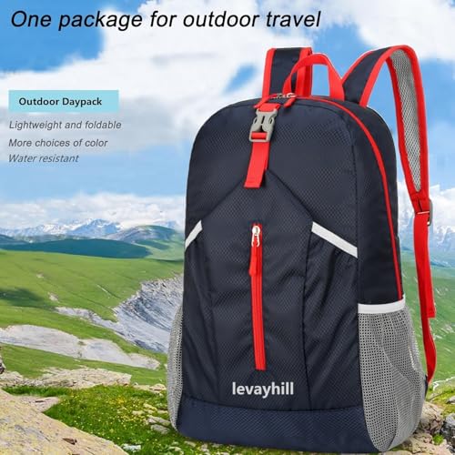 levayhill 25L Foldable Hiking Backpack,Small Packable Daypack,Dark Blue - color: Dark Blue