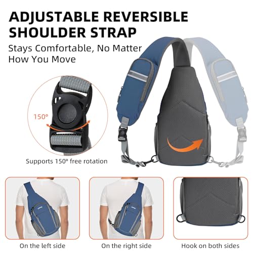 Crossbody Sling Bag, Lightweight Travel Sling Backpack with RFID Blocking - color: Blue