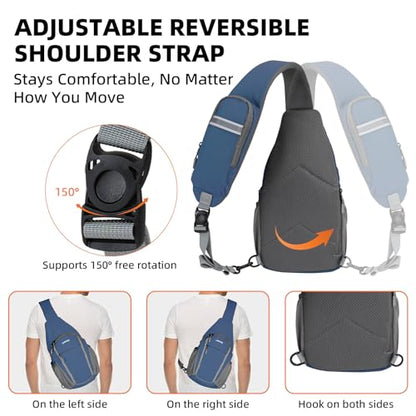 Crossbody Sling Bag, Lightweight Travel Sling Backpack with RFID Blocking - color: Blue
