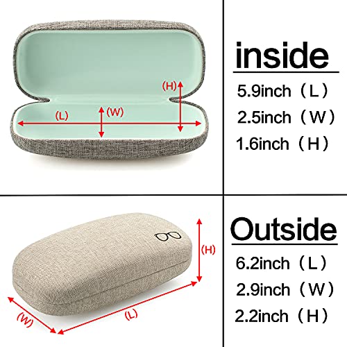 Vemiss Hard Shell Sunglasses Case, Large Linen Fabric Protective Glasses Case for Men Women - color: Gray+khaki, size: Sunglass Case