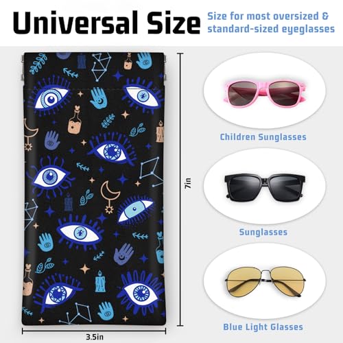 Soft Glasses Case for Sunglasses Eyeglass Slim Pouch - color: Evil Eye