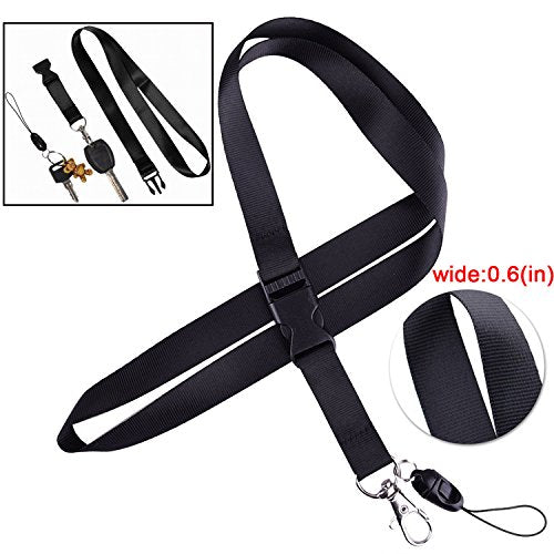 YOUOWO 2 Pack Badge Holders Leather+2 Pack Neck Lanyards Detachable Buckle Black Lanyard Strap for Men Women Keys 2-Sided PU Leather Vertical ID Cards Holder with 1 ID Window and 2 Card Slot