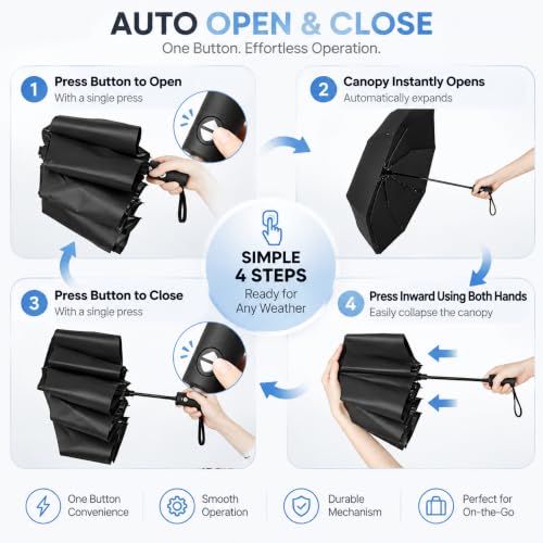 Jexine Windproof Travel Umbrella Compact Small - color: Black