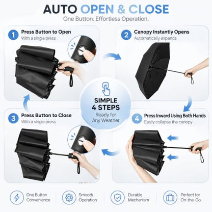 Jexine Windproof Travel Umbrella Compact Small - color: Black