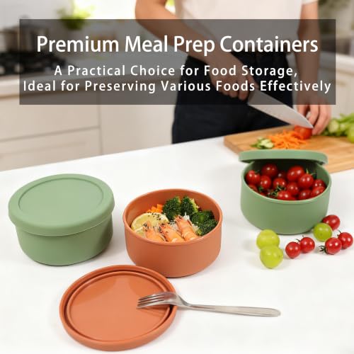 24 fl oz Silicone Airtight Lunch Bowl with Lid, Food Container - color: Ocean blue