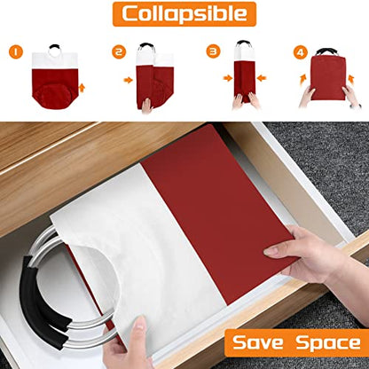 BlissTotes 115L Laundry Basket, Freestanding Collapsible Hamper, Red - color: Red, size: 115L