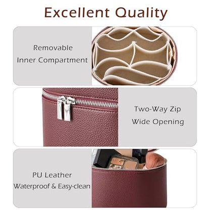 RSRSLEII Waterproof PU Leather Makeup Bag, Toiletry Bag (06Burgundy) - color: 06Burgundy