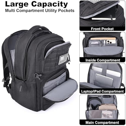 MOZETO 17 Inch Laptop Backpack, Large Tactical Inspired Travel Bag - color: Black
