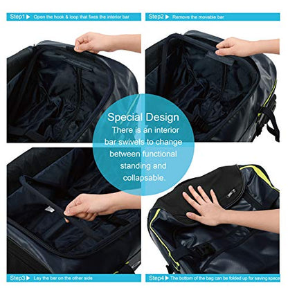 Gonex Rolling Duffle Bag with Wheels, Waterproof PVC Luggage, 25 in, Navy - color: Navy (25 inch), size: 25 inch