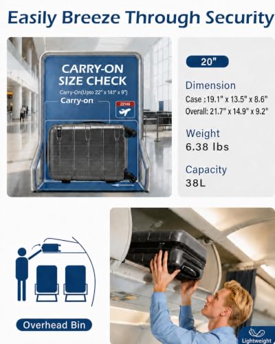 Coolife Carry On Luggage Hardside Suitcase with Spinner Wheels, 20in - color: Charcoal, size: Carry On(20in)