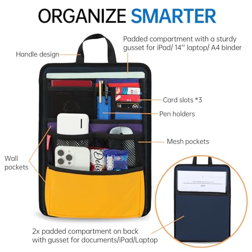 Slim Rugged Backpack Organizer Insert for Business Casual Men Women -13 Pockets,Padded Nylon,Max 14'' laptop - Mix - color: Mix