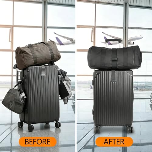 3Pcs Luggage Straps for Suitcases, Adjustable Luggage Connector Straps to Connect Two Suitcases for Secure Carry On & Travel Essentials