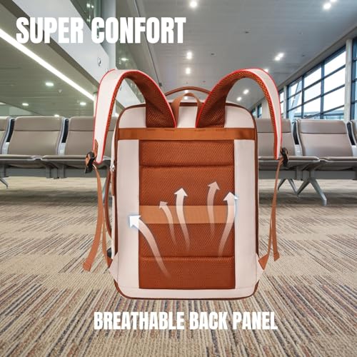 Backpack – Expandable Carry-on,USB Charging Port, TSA 15.6” Laptop, Executive, travel & College Backpack for Women & Men, Cream