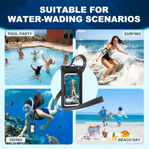 2Pack Waterproof Phone Pouch IPX8 with Armband (1, Black) - color: Black