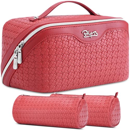 BOYATU Travel Makeup Bag Cosmetic Bags for Women: 3 Pcs Set Make up Bag - color: L54Rose