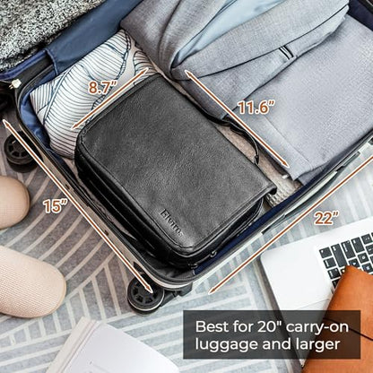 Elviros Hanging Toiletry Bag Removable Travel Bag PU leather Makeup Cosmetic Organizer Kit, Black - color: Black, size: 1 Pack
