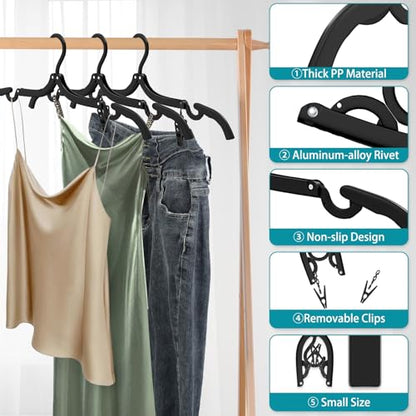 30Pcs Foldable Travel Hangers with Clips Cruise Essentials 2026 Phone Sized - color: Pitch Black, size: 30 Pack