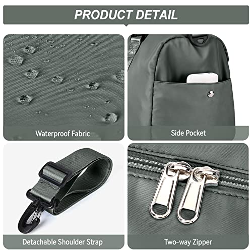 Weekender Gym Duffel Bags for Women Olive Green with Toiletry Bag - color: Olive Green