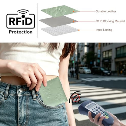 Small RFID Womens Wallet Travel Bifold Compact Slim thin Credit Card Holder - color: Green