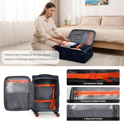 2-Piece (22/32in)Softside Expandable Luggage Set w/TSA LOCK - color: Navy, size: 2-Piece Set (22"/32'')