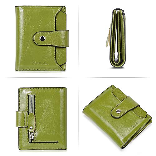 BOSTANTEN Leather Womens Wallet Small RFID Blocking Credit Card Holder - color: 1-green
