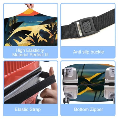 Tropical Sunset Luggage Cover – Stretchable Suitcase Protector with Beach, Palm Tree & Sunset Design – Fits 32-34 Inch Luggage – Durable & Scratch-Resistant Travel Cover with Zipper Access,XL - color: 33, size: XL(32"-34" Suitcase)